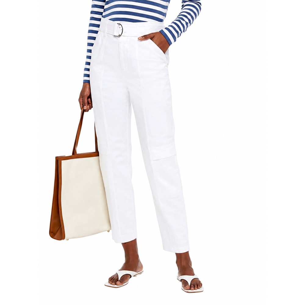 J Brand Athena Surplus Linen Blend Cargo Pants White Belted Size 29 NWT